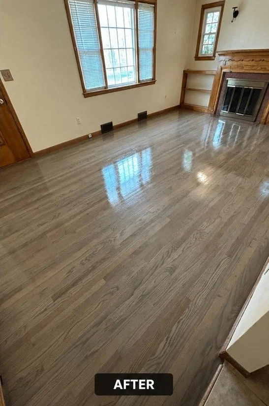 After: Custom gray stain refinish