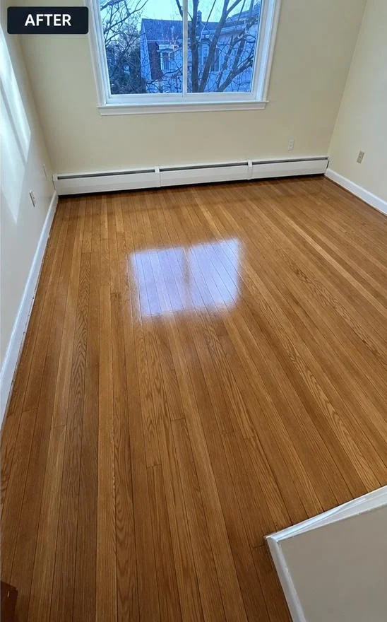 After: Full sand & refinish, deep amber tone